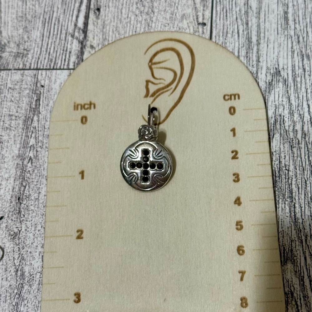Brighton Round Silver Cross Charm